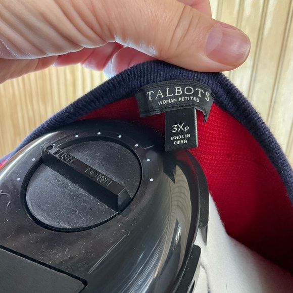 Talbots Red Knit Jacket with Navy Trim - Picture 5 of 6